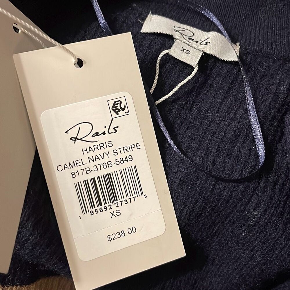 Rails Harris Sweater Camel Navy Stripe Size‎ XS N… - image 5